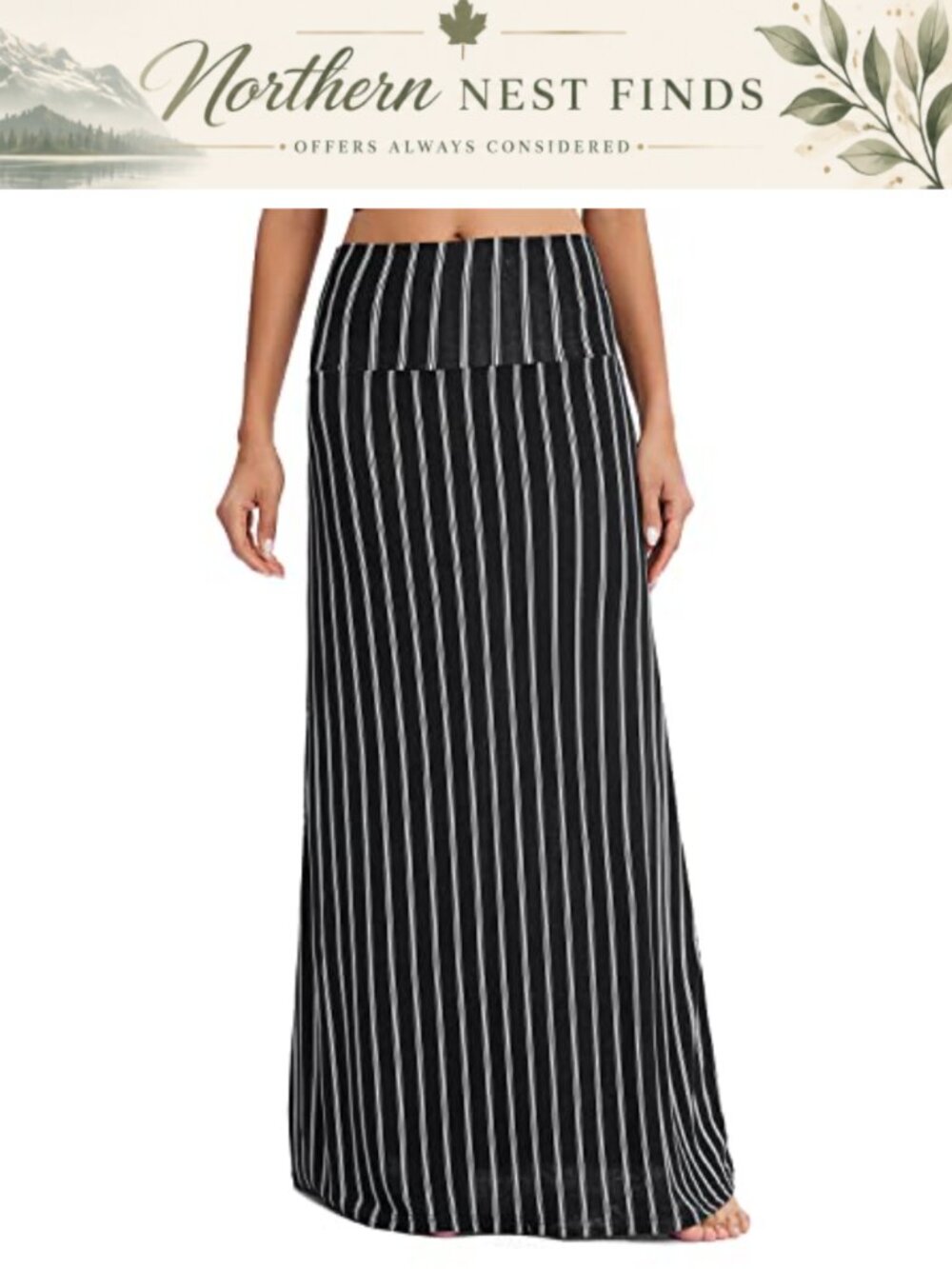 Women's Boho High Waisted Maxi Skirt stretchy Elastic Waist Long A-Line